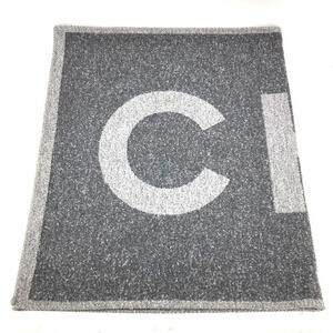 CHANEL 19K Logo Large Stole Blanket Scarf Cashmere Wool Men's Women's Gray